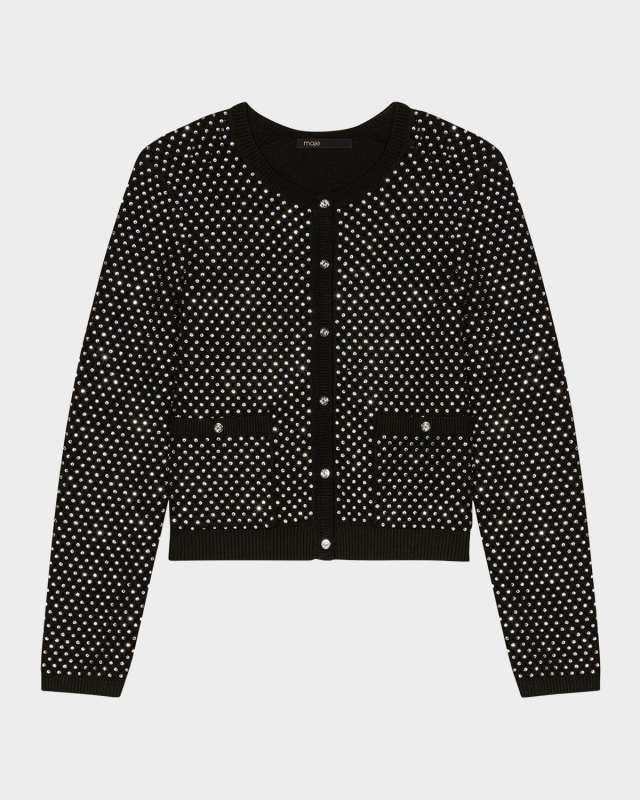 Mavilla Embellished Openwork Knit Cardigan